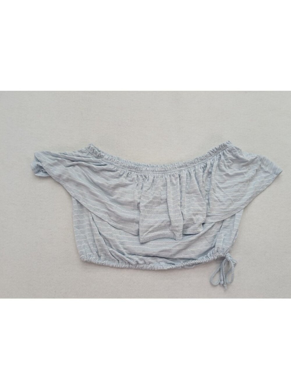 Abercrombie & Fitch Women's Tube Top Size L Blue Stripe Stretch Knit Ruffle Boho